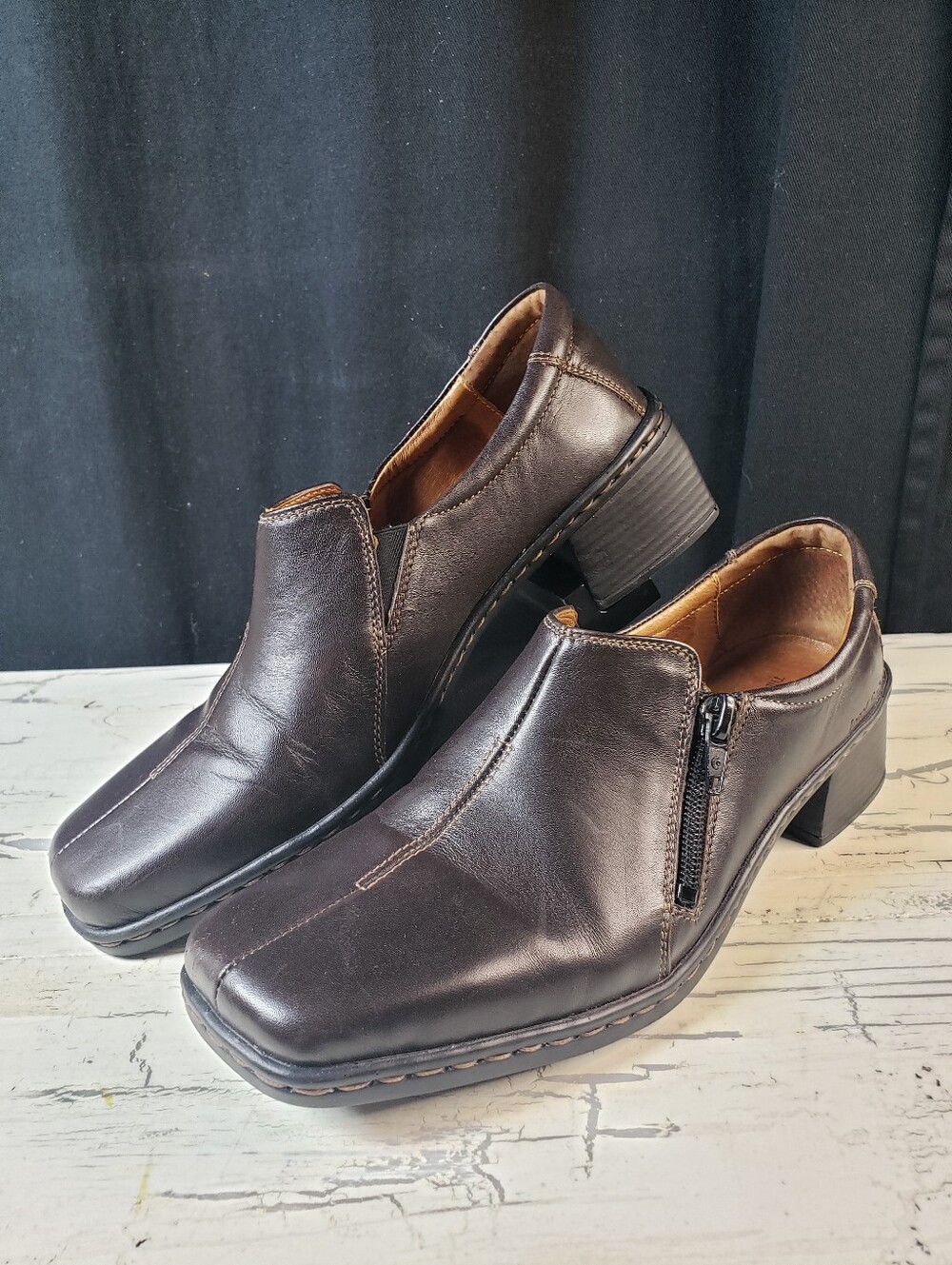 Josef Seibel 'Bridgit' Square-Toe Loafers in Dark Brown - Women's size 7.5-8 US
